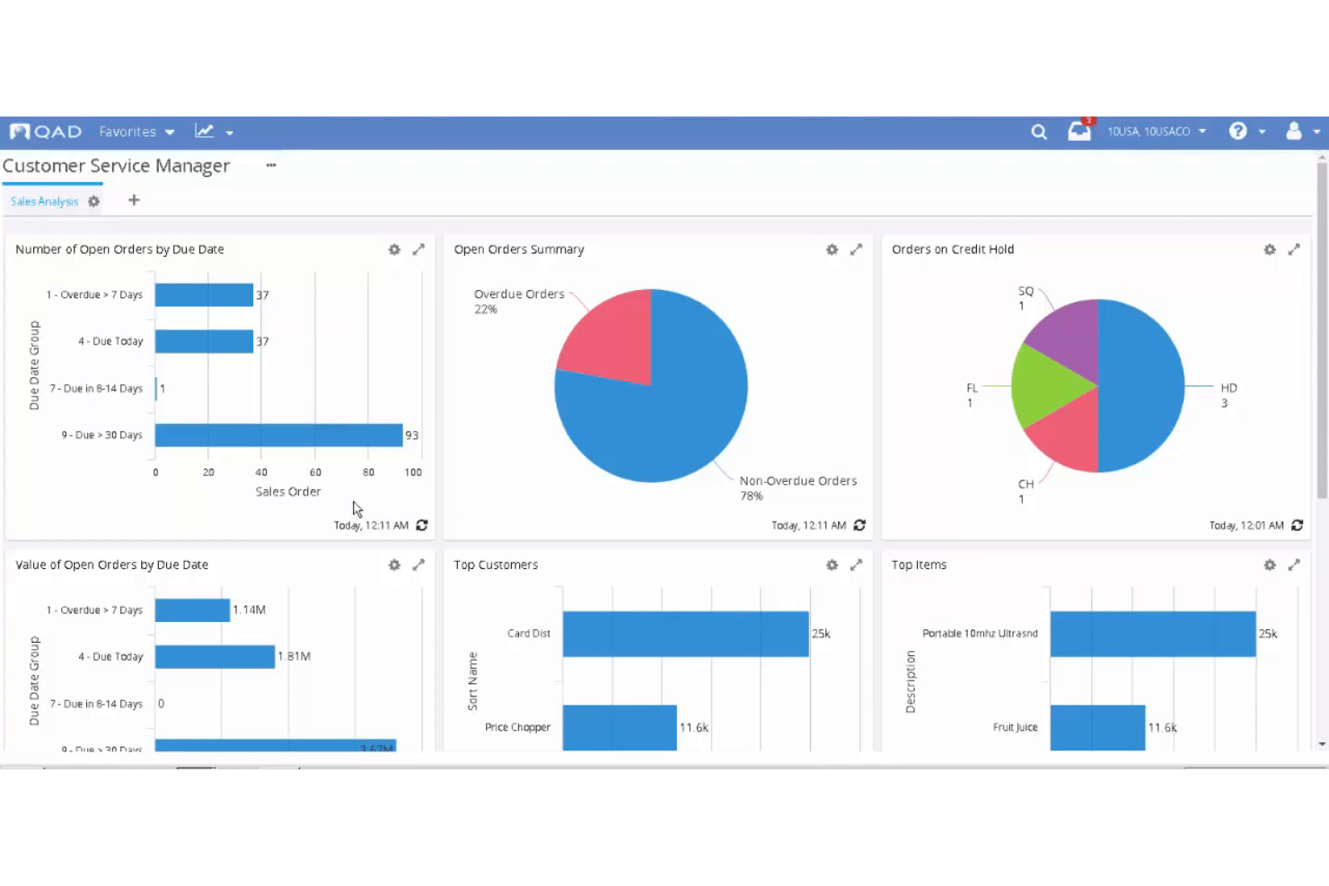 QAD Adaptive ERP interface with personalized dashboards and modular workflows.