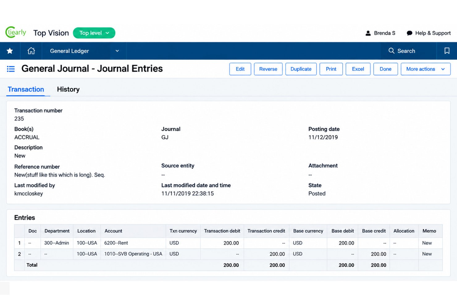 Sage Intacct general ledger with journal entries and approval workflows.