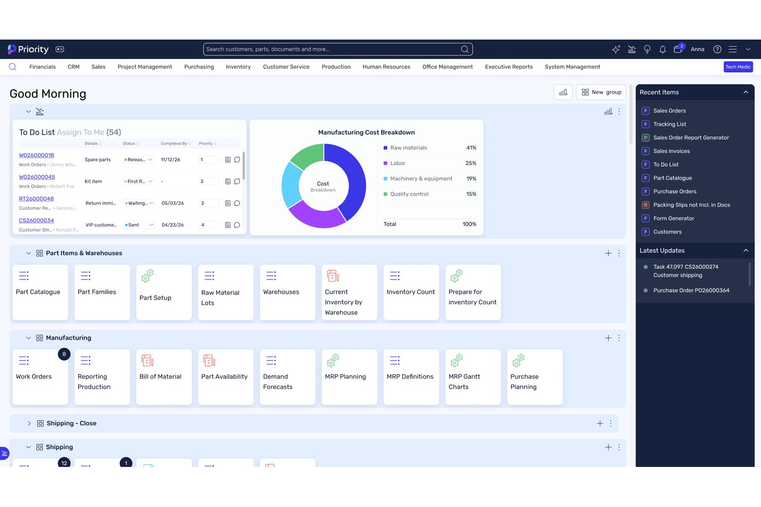 Priority ERP streamlines operations, reporting, and finance in one system.