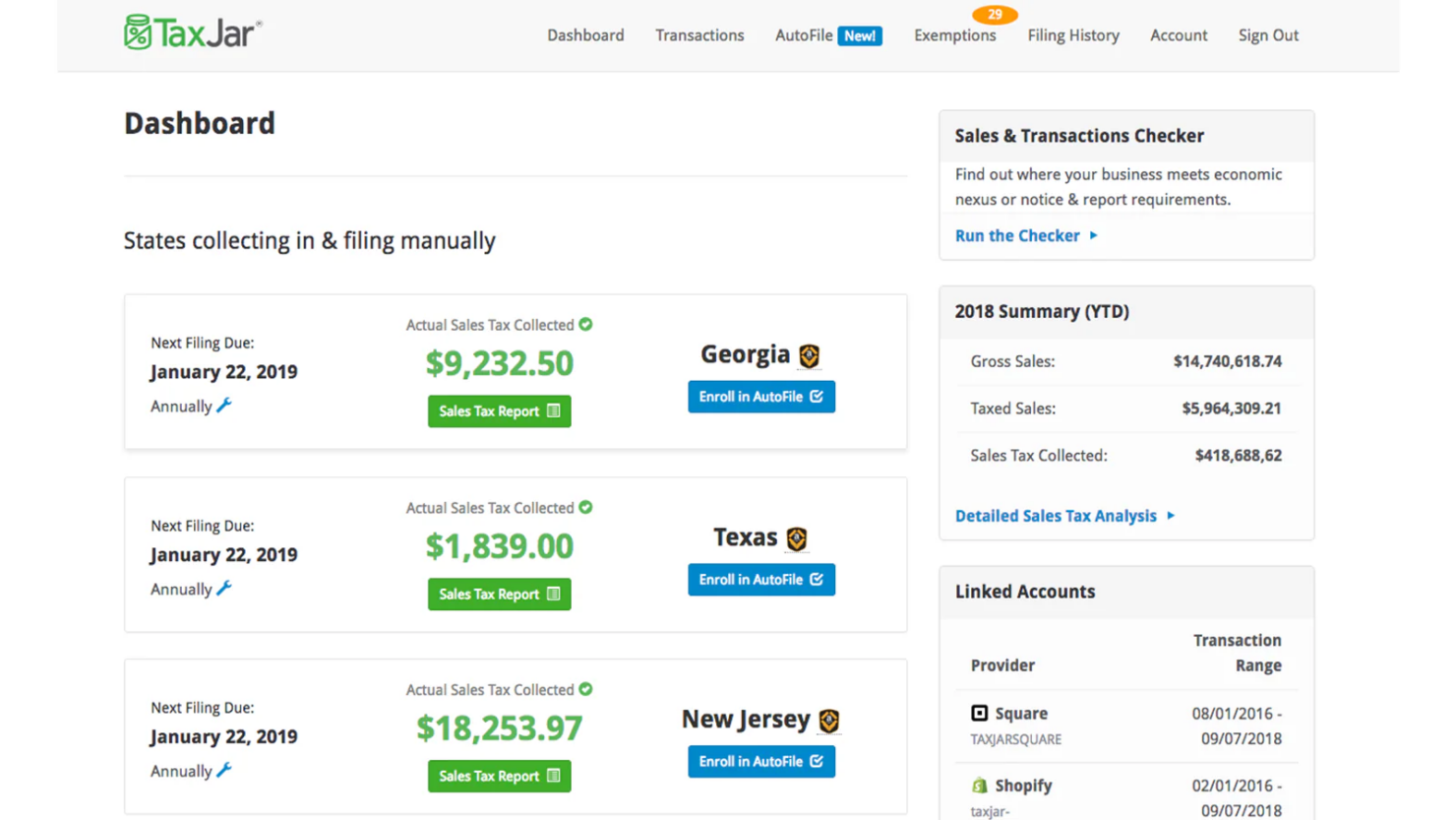 screenshot - TaxJar Review: Pros, Cons, Features, and Pricing
