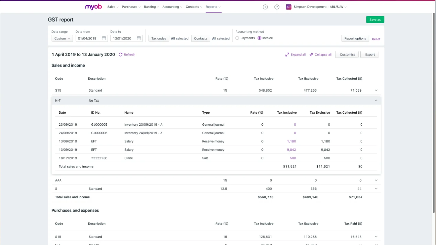 screenshot - MYOB Review: Pros, Cons, Features, and Pricing
