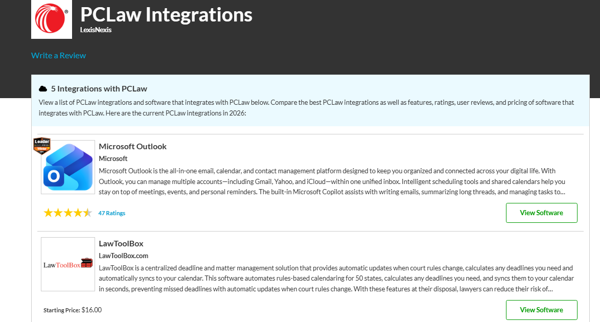 screenshot - PCLaw : Analyse approfondie – Avantages, inconvénients, fonctionnalités et tarifs