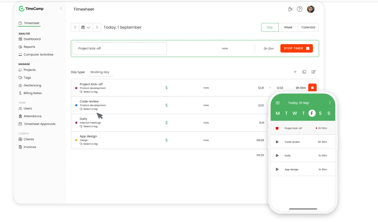 screenshot - TimeCamp Review: Pros, Cons, Features and Pricing 