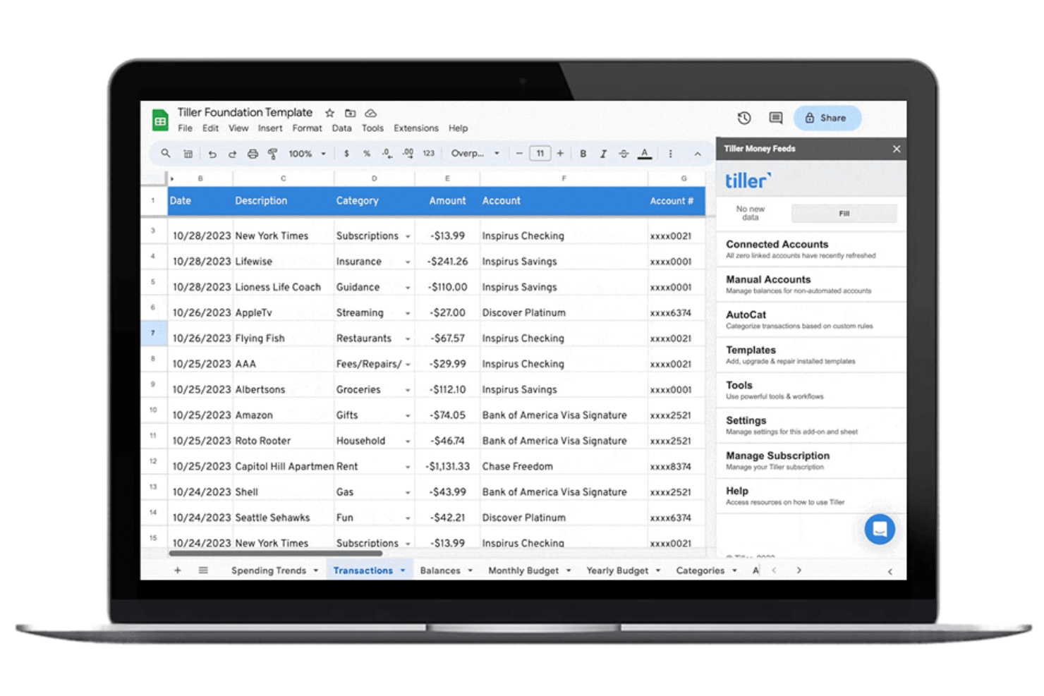 screenshot - Tiller Money Review: Pros, Cons, Features, and Pricing Explained