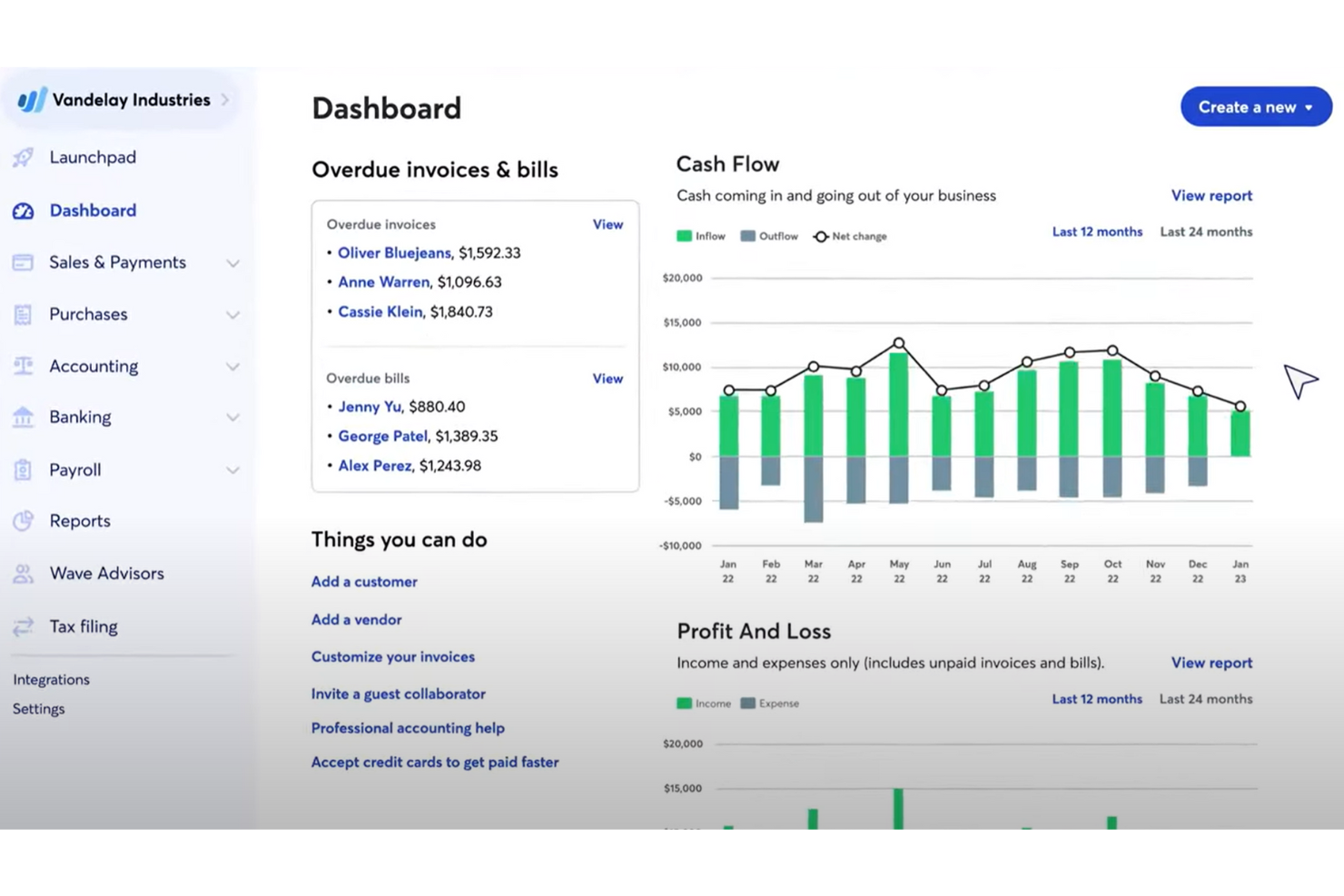 WAVE screenshot - 19 Beste Buchhaltungssoftware für kleine Unternehmen & mehr in 2026 (Von Experten überprüft)