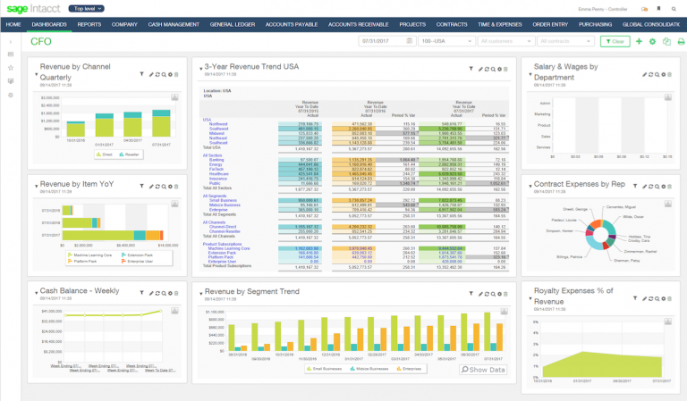 Sage Intacct screenshot - 30 Meilleurs Logiciels de Reporting Financier Testés Pour 2026