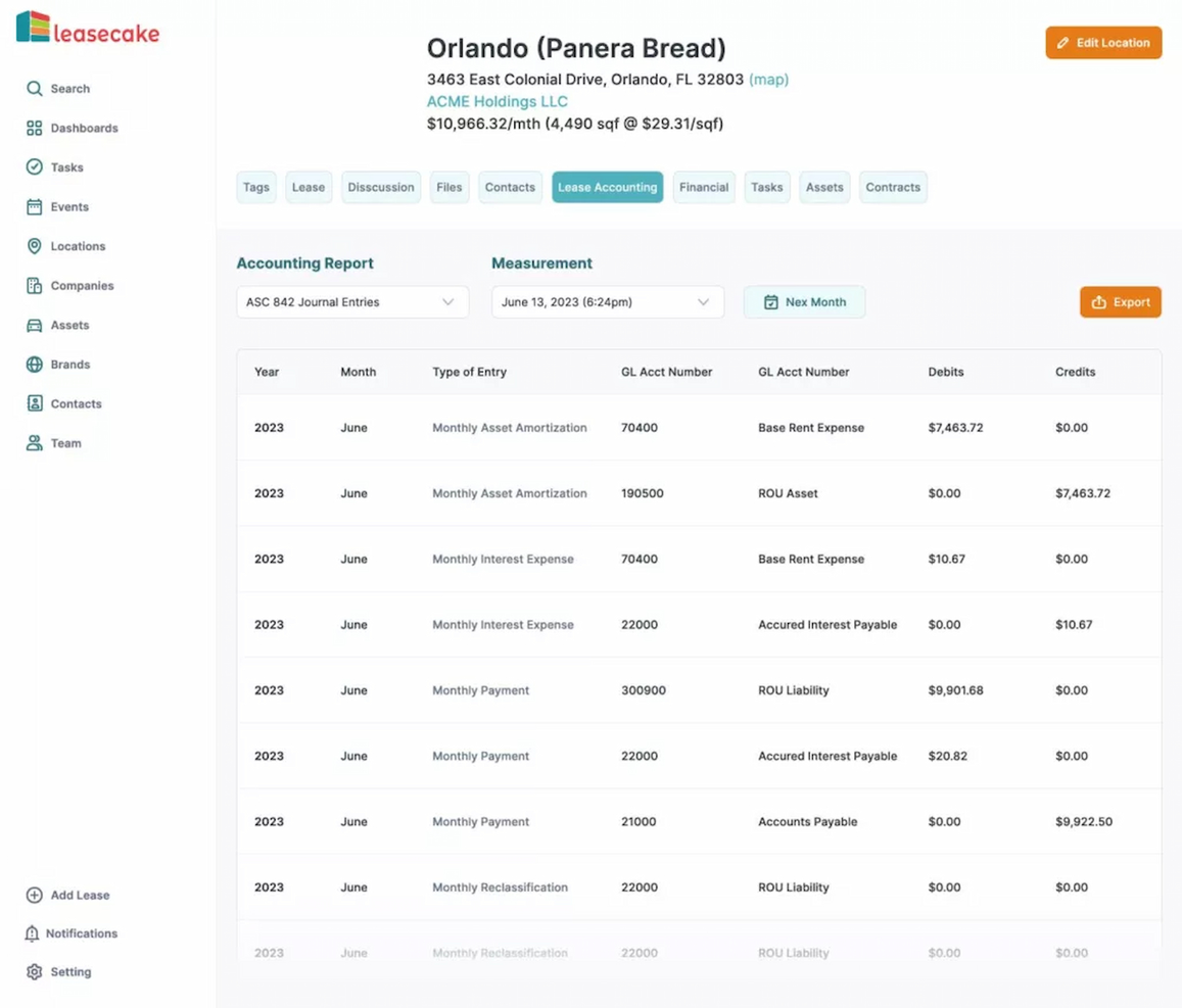 Leasecake screenshot - 22 Meilleurs Logiciels de Comptabilisation des Baux en 2026