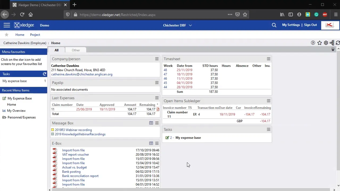 Xledger screenshot - 22 Meilleurs Logiciels ERP de Paie Passés en Revue en 2026