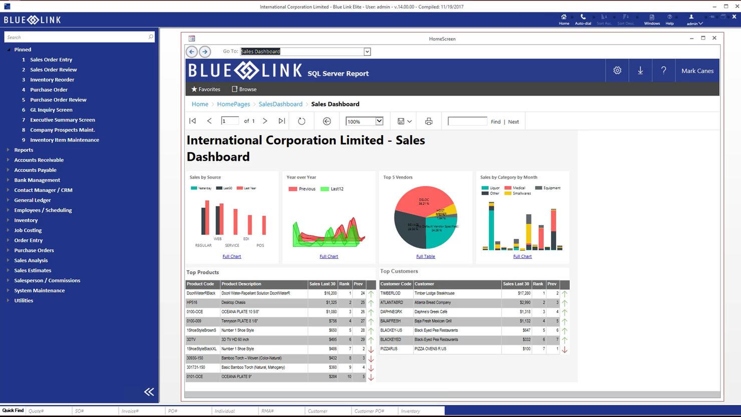 Blue Link ERP screenshot - 20 Meilleurs Logiciels ERP de Gestion de la Chaîne d’Approvisionnement de 2026