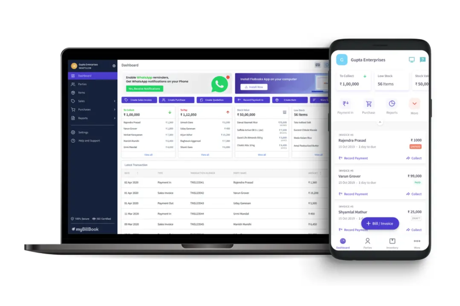 myBillBook screenshot - 23 Meilleurs Logiciels de Comptabilité pour les Entreprises de Services (Analyse 2026)
