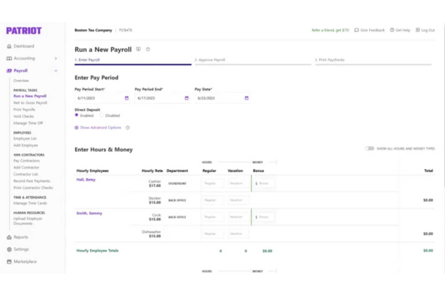 Patriot screenshot - 18 Meilleurs Logiciels de Comptabilité avec Paie pour Petites Entreprises Testés en 2026