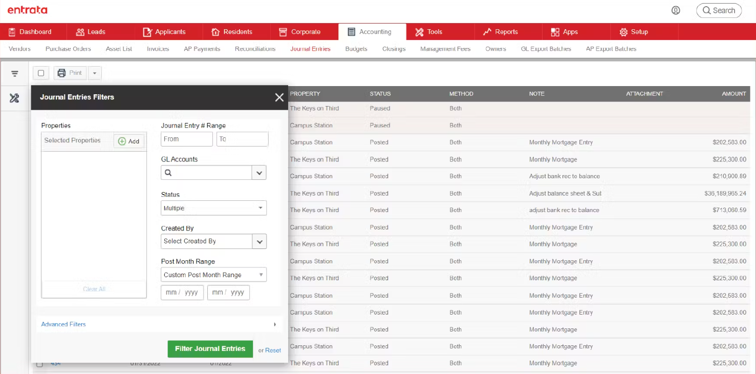 Entrata screenshot - 20 Beste Immobilienbuchhaltungssoftware im Test 2026