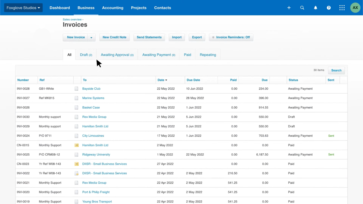 Xero screenshot - 20 Beste Immobilienbuchhaltungssoftware im Test 2026