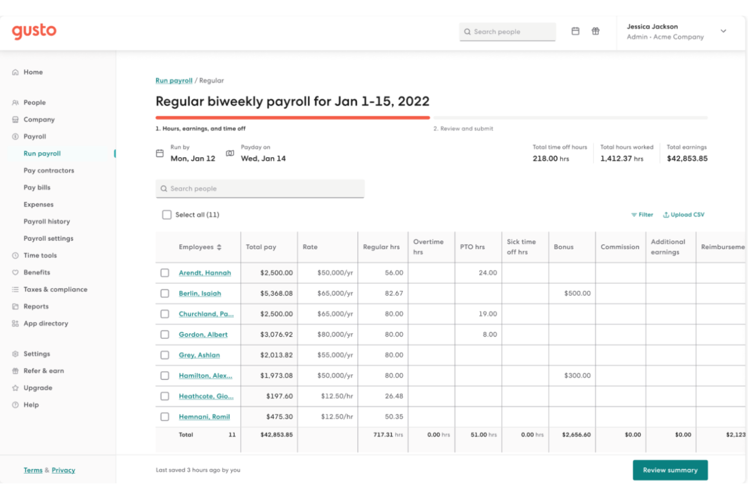 Gusto screenshot - 22 beste QuickBooks-Alternativen im Test 2026