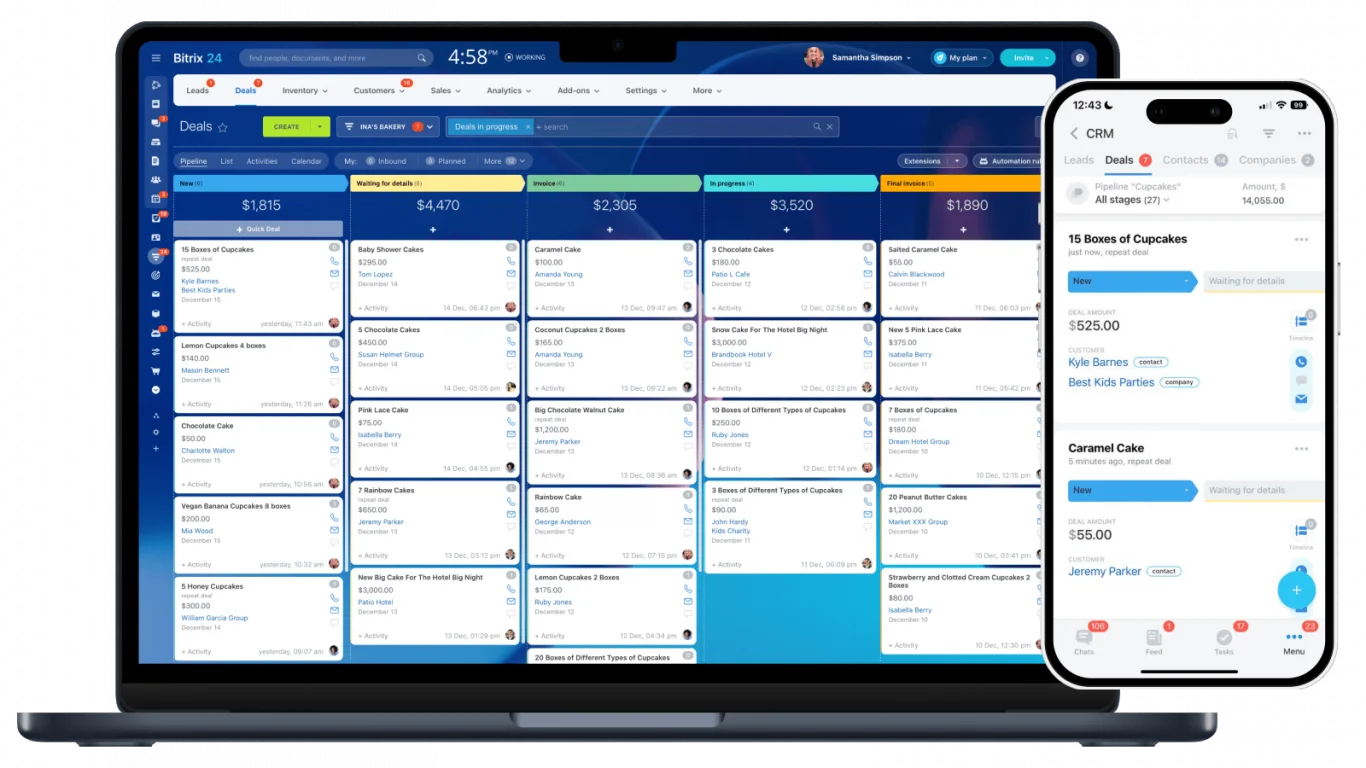 Bitrix24 screenshot - 20 Beste Buchhaltungssoftware mit CRM im Test 2026