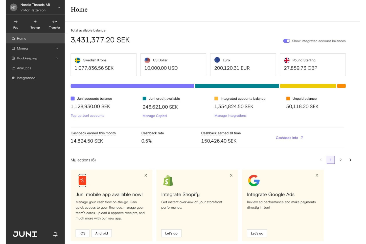 Juni screenshot - 24 beste Buchhaltungssoftware für Verbindlichkeiten für kleine Unternehmen im Jahr 2026 getestet