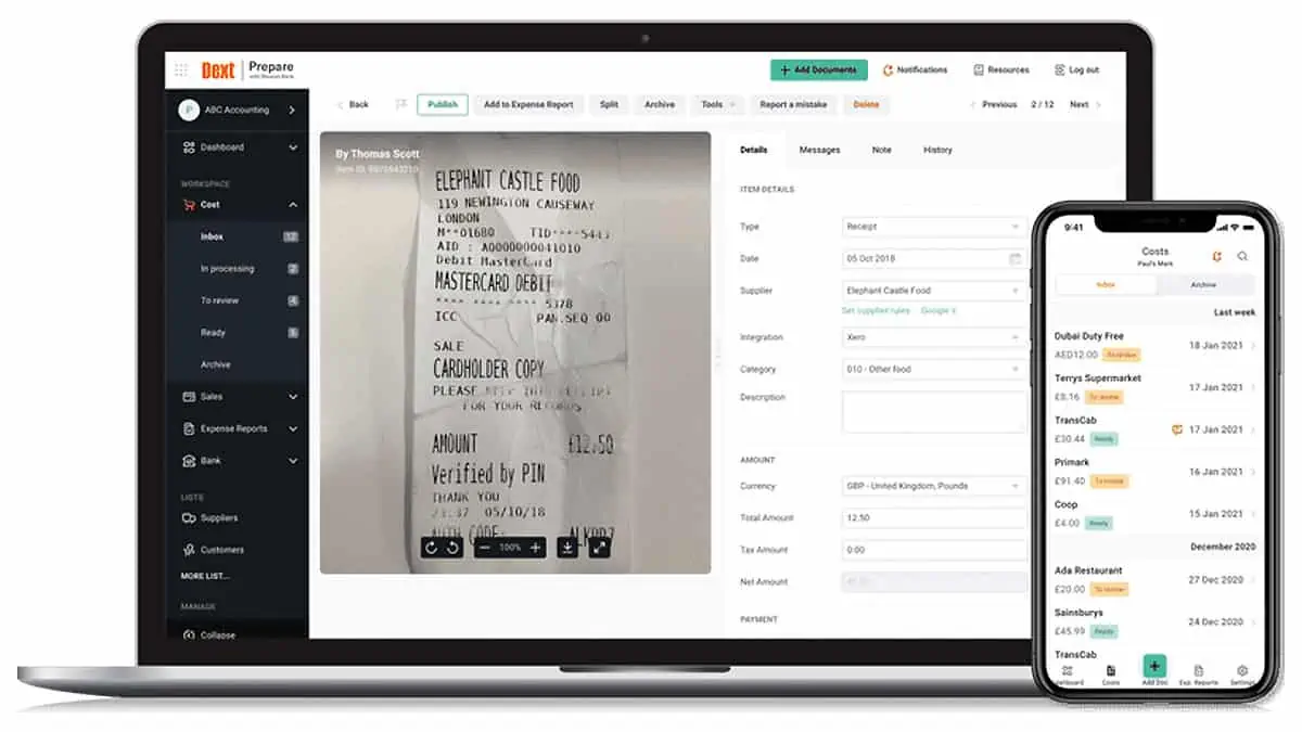 Dext screenshot - 17 Meilleurs Logiciels de Comptabilité pour l’Ingénierie Passés en Revue en 2026