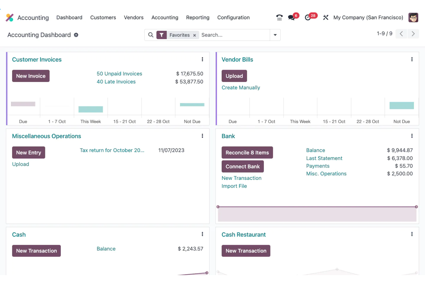 Odoo Accounting screenshot - 20 Meilleurs Logiciels de Comptabilité pour Entreprises de Taille Moyenne Passés en Revue en 2026