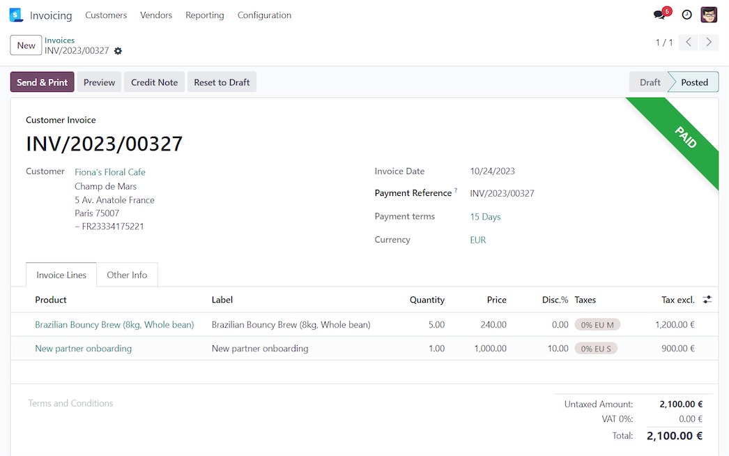 Odoo Invoicing screenshot - Die 20 besten Abrechnungsmanagement-Software im Test 2026
