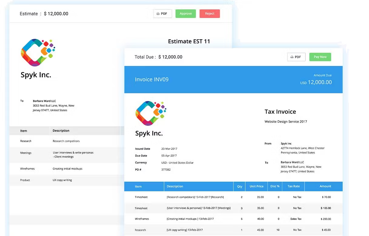 Avaza screenshot - 19 Meilleurs Logiciels de Facturation Commerciale Passés en Revue en 2026