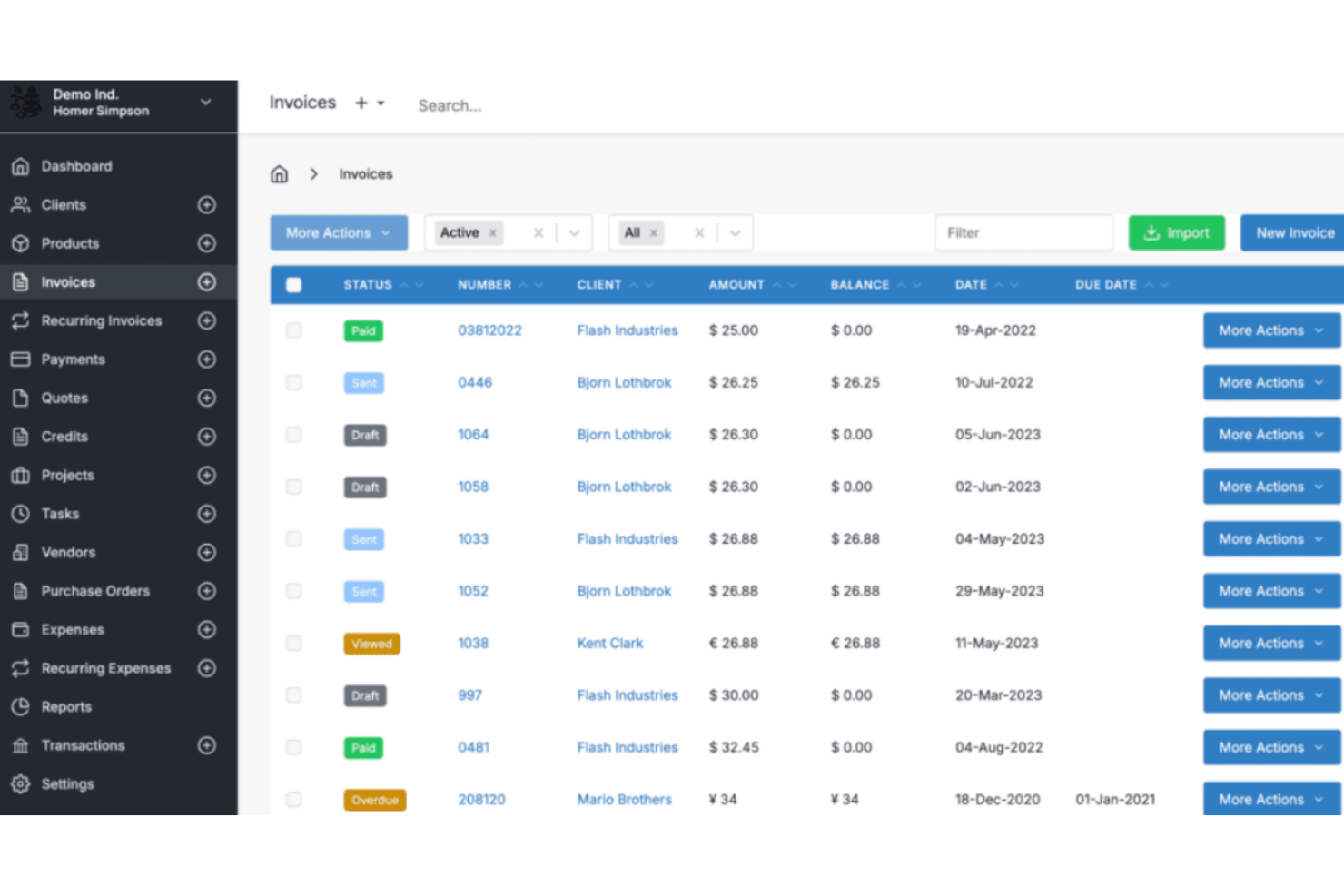 Invoice Ninja screenshot - 20 Beste Kostenlose Rechnungssoftware im Test 2026