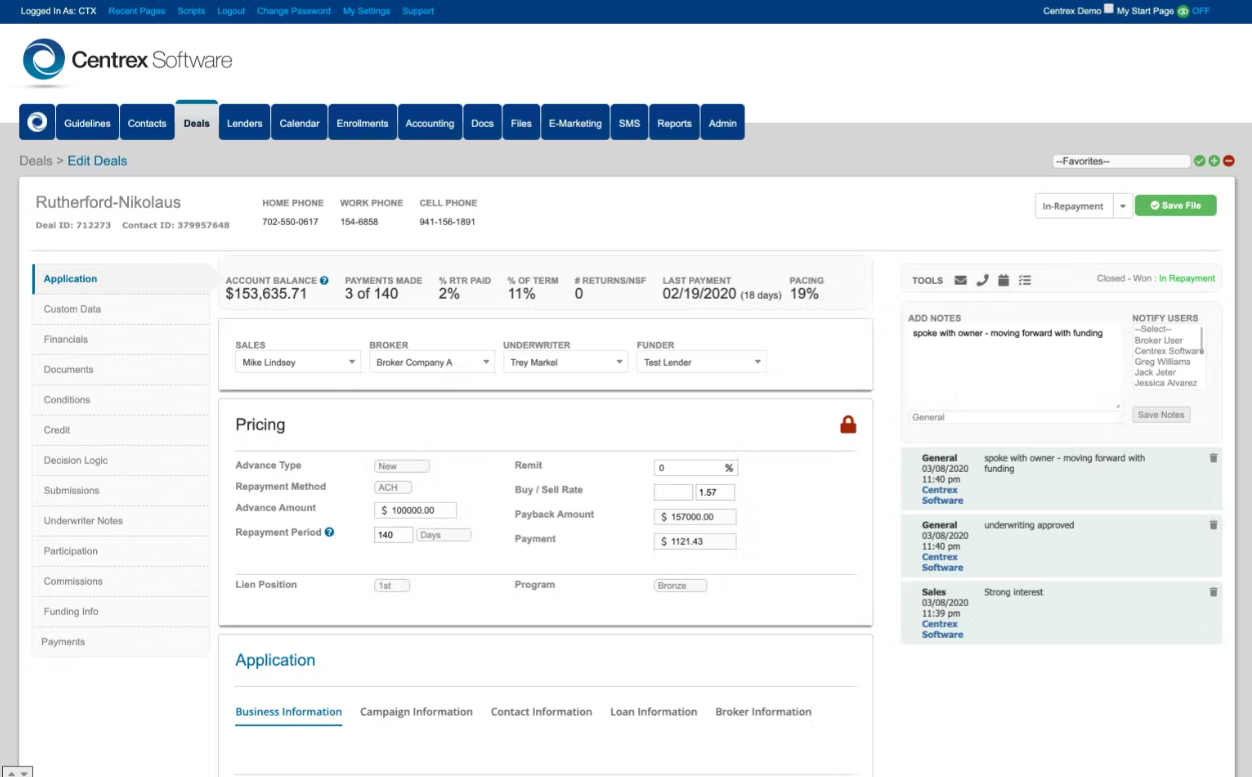 Centrex screenshot - 20 Meilleurs Logiciels de Gestion de Prêts Passés en Revue en 2026