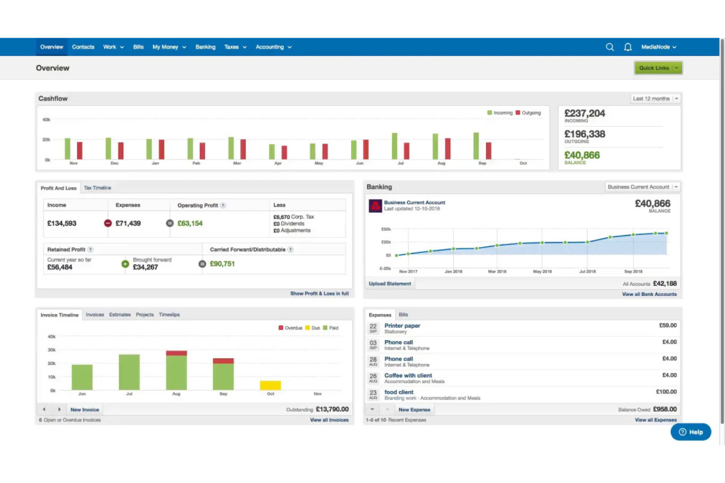 FreeAgent screenshot - 20 Meilleurs Logiciels de Comptabilité pour Restaurants Passés en Revue en 2026