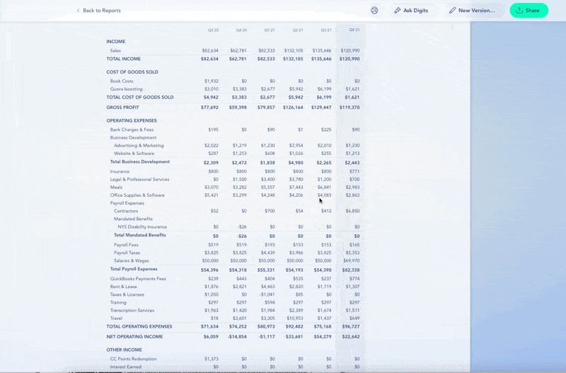 Digits screenshot - Die 20 besten Buchhaltungssoftwares für Restaurants im Test 2026