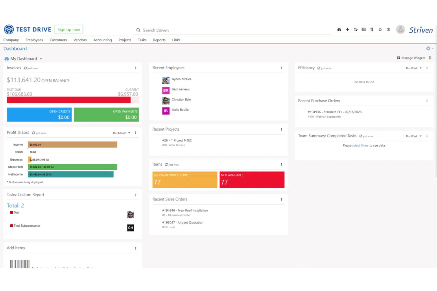 Striven screenshot - 18 Beste Buchhaltungssoftware für das Gesundheitswesen im Test 2026