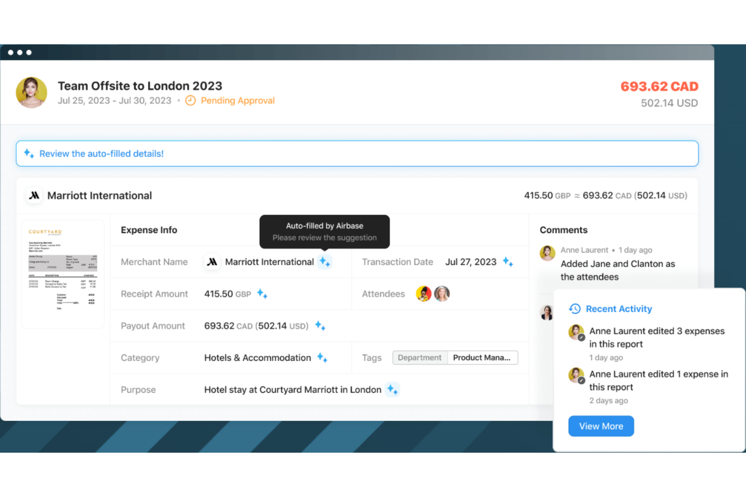 Airbase screenshot - 10 Meilleurs Logiciels Gratuits de Suivi des Dépenses Passés en Revue en 2026