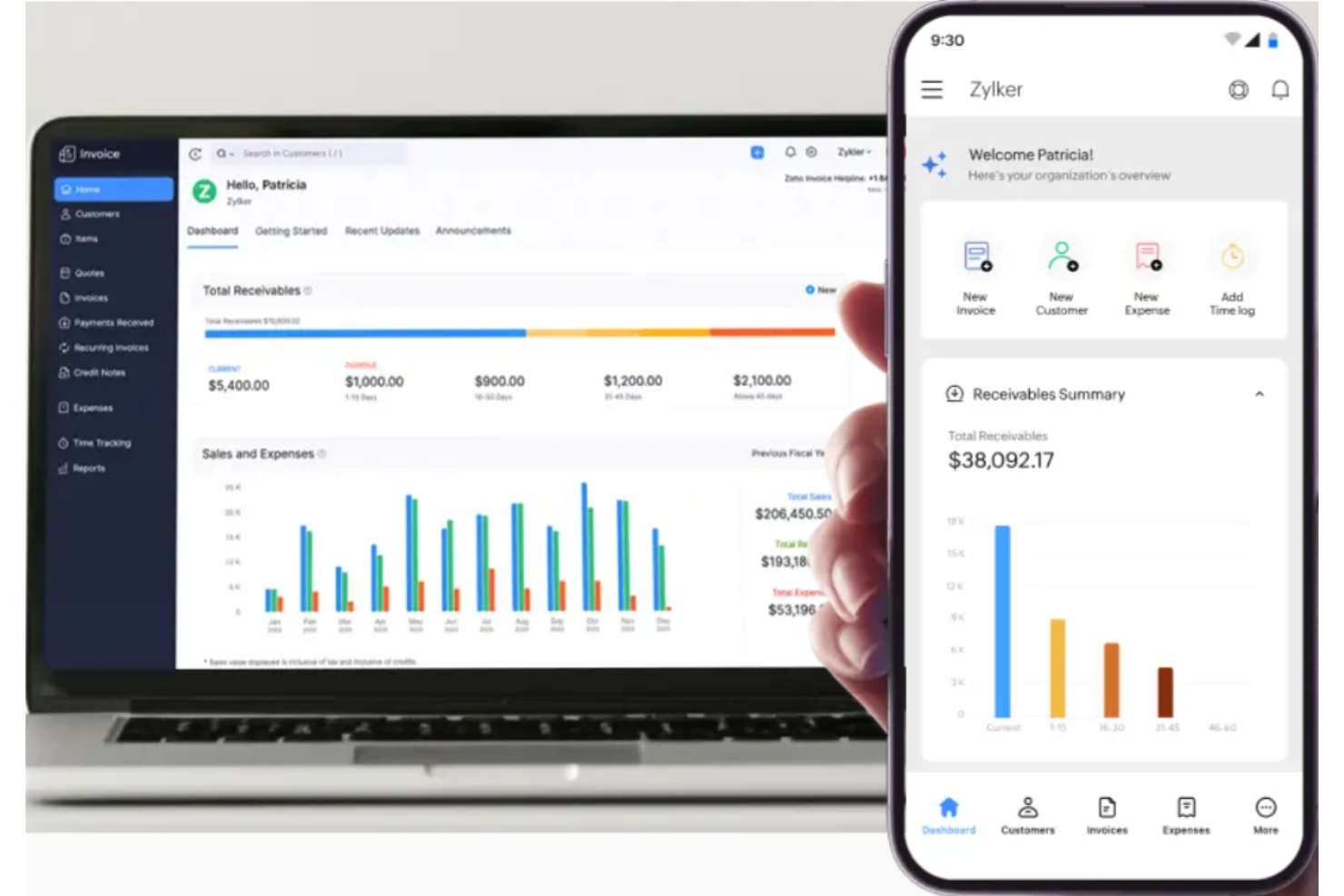 Zoho Invoice screenshot - 20 Beste Kostenlose Ausgaben-Tracking-Software Im Test 2026