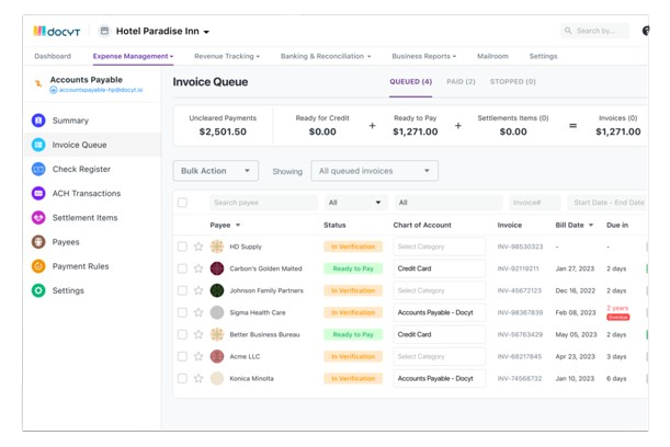 Docyt screenshot - 22 Meilleurs Logiciels de Comptabilité Hôtelière Passés en Revue en 2026