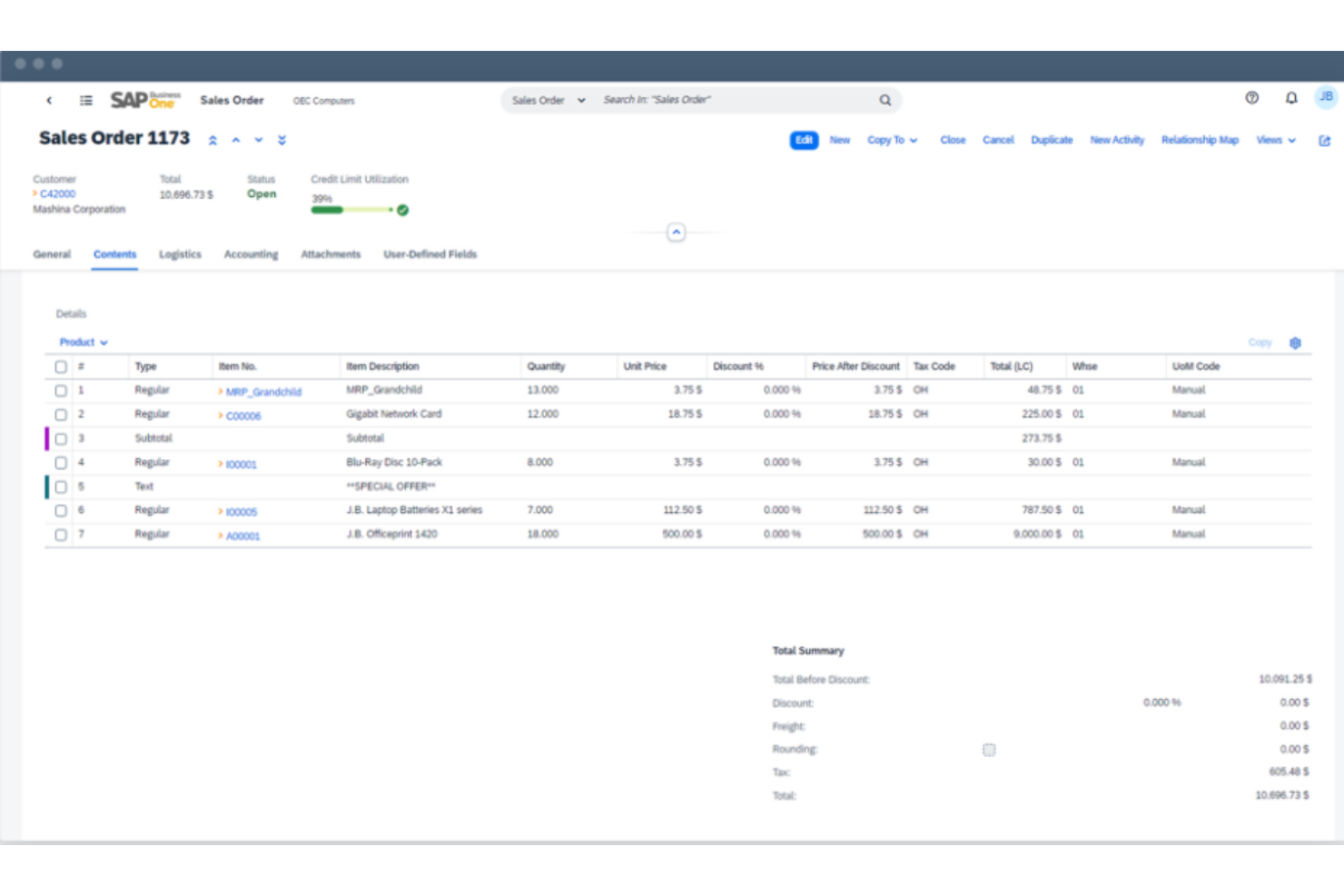 SAP Business One screenshot - 15 Beste internationale Buchhaltungssoftware im Test 2026