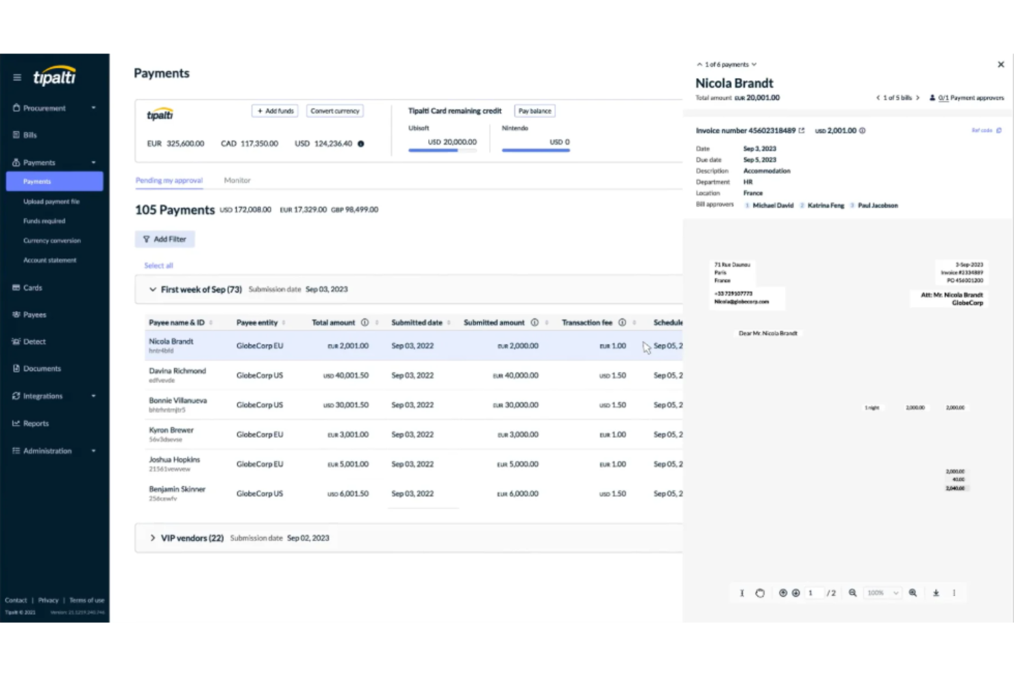 Tipalti screenshot - 15 Beste internationale Buchhaltungssoftware im Test 2026