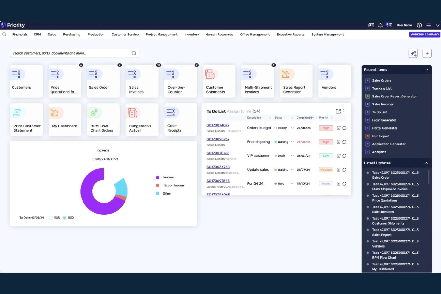 Priority Software screenshot - 14 Beste ERP-Budgetierungssoftware-Lösungen für 2026