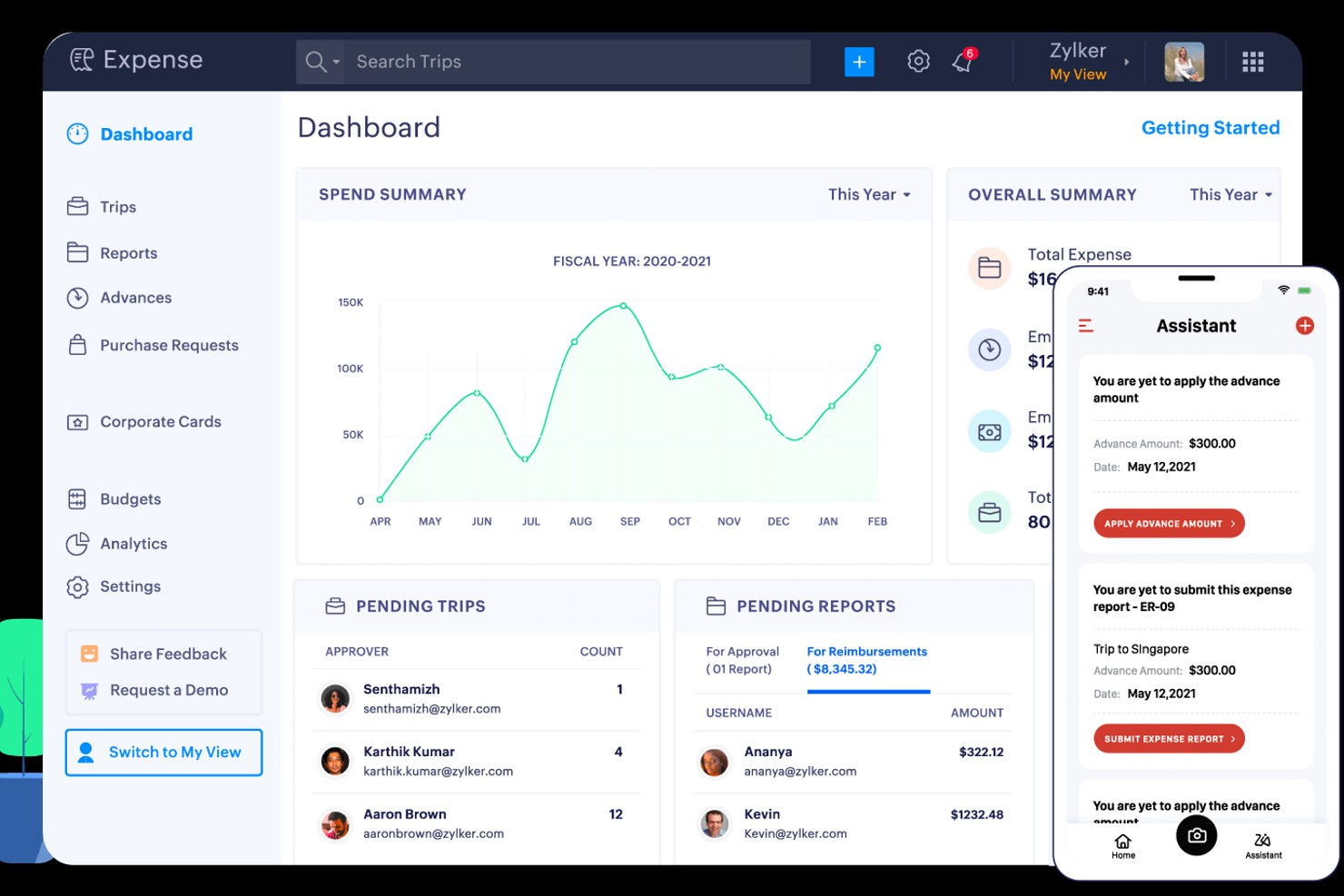 Zoho Expense screenshot - 15 meilleurs logiciels de gestion des reçus en 2026