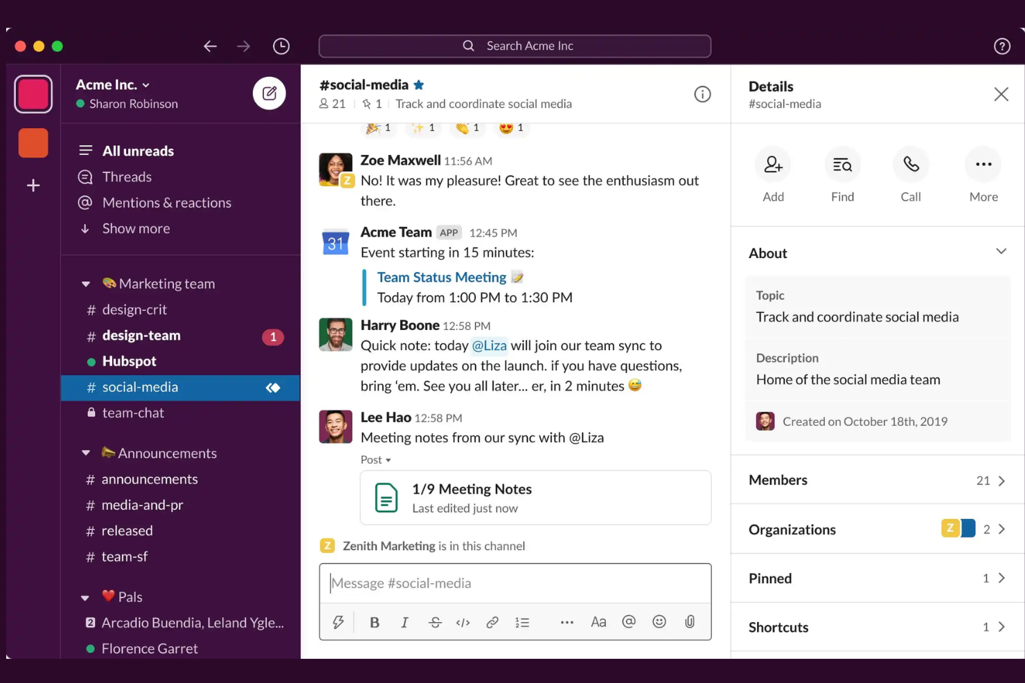Slack screenshot - 14 Smartsheet-Alternativen für 2026