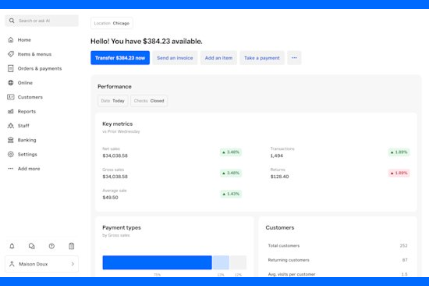 Square screenshot - 14 meilleures API de passerelle de paiement examinées en 2026