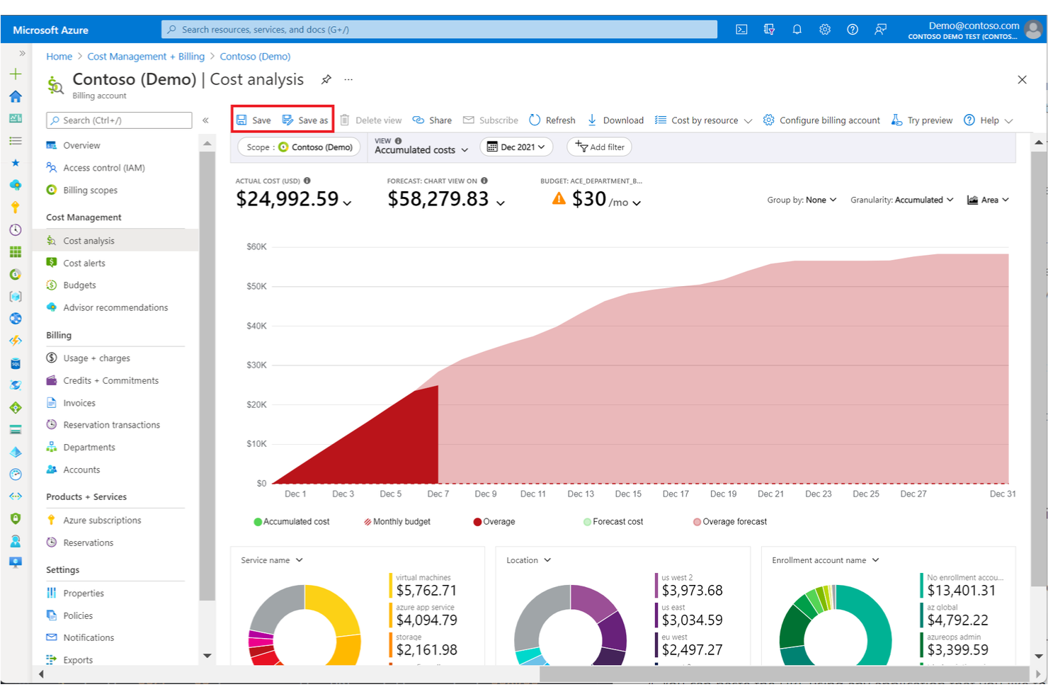 Microsoft Cost Management screenshot - 19 beste Kostenmanagement-Software im Test 2026