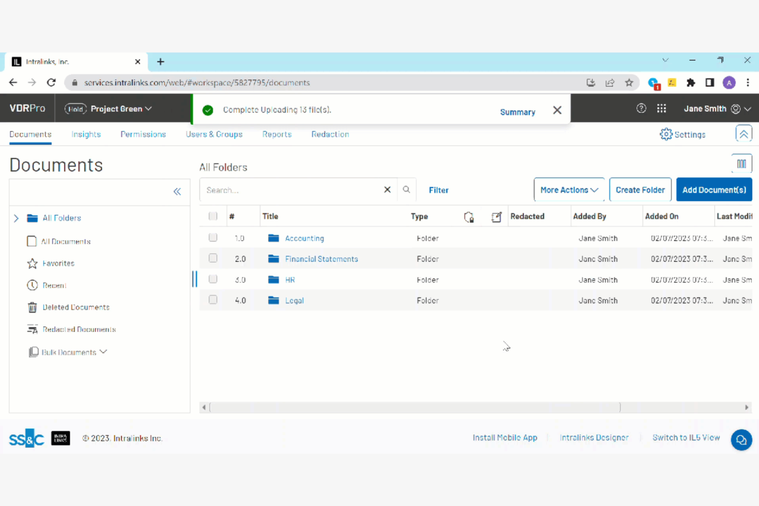 Intralinks screenshot - 11 Meilleurs Logiciels de Gestion des Transactions Fusions-Acquisitions Passés en Revue en 2026