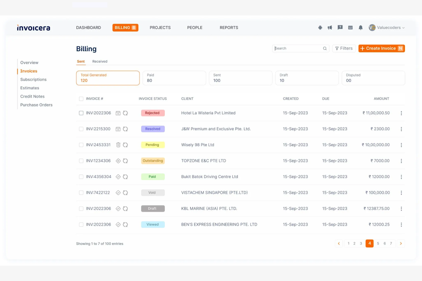 Invoicera screenshot - 16 meilleurs logiciels de facturation B2B évalués en 2026