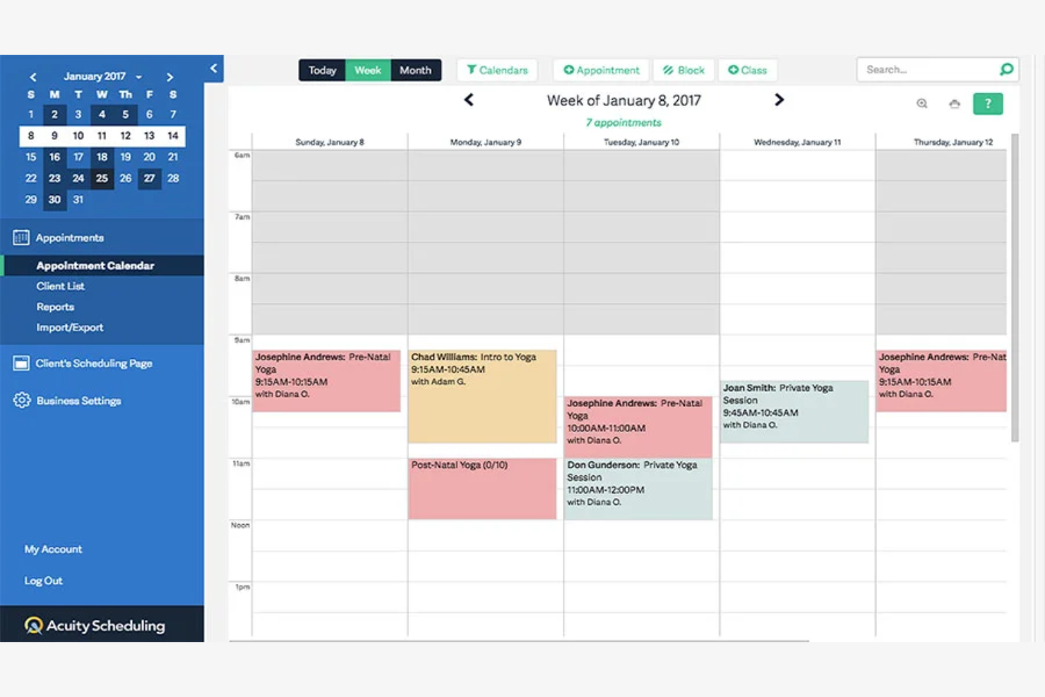 Acuity Scheduling screenshot - 18 meilleurs logiciels de planification et de facturation évalués en 2026