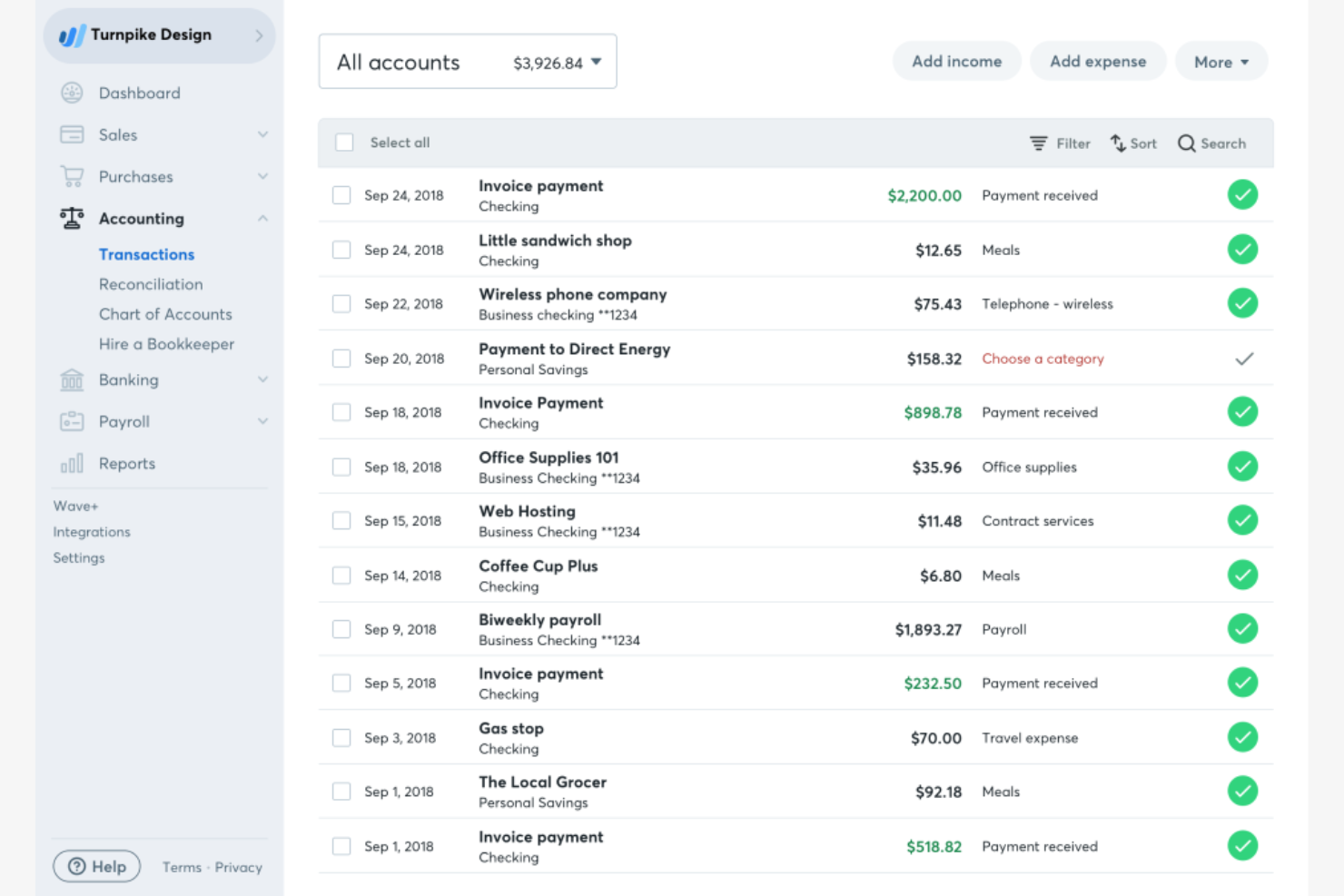 Wave screenshot - 18 meilleurs logiciels de planification et de facturation évalués en 2026