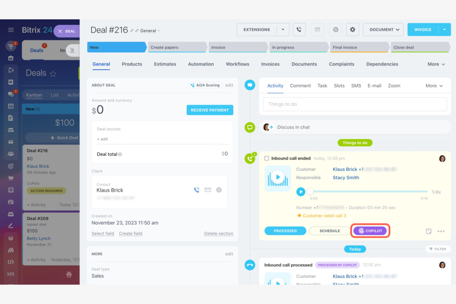 CopilotCRM screenshot - 18 meilleurs logiciels de planification et de facturation évalués en 2026