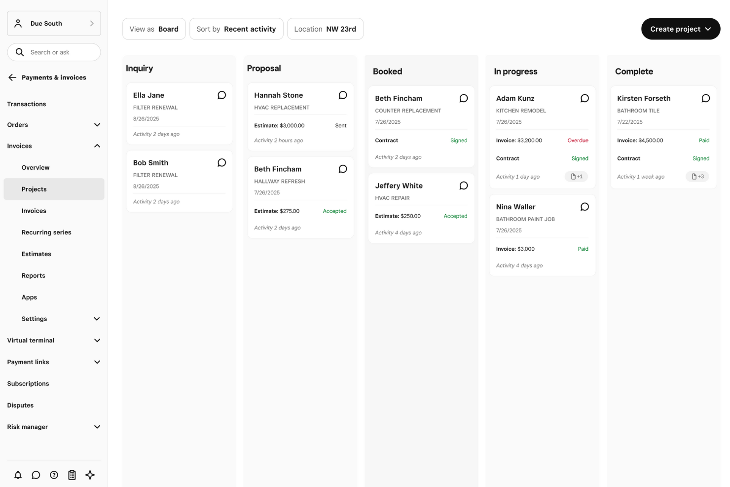 Square Invoices screenshot - 10 meilleurs logiciels d’automatisation des comptes clients pour 2026