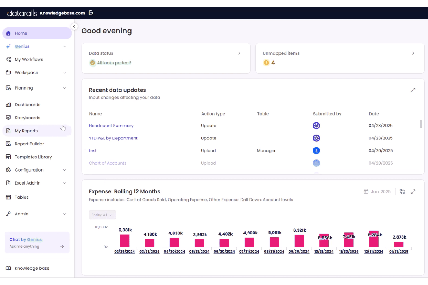 Datarails screenshot - 10 meilleurs logiciels de budgétisation d’entreprise évalués en 2026