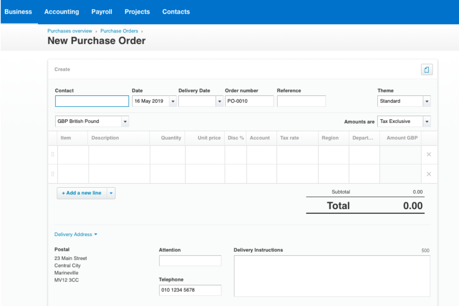 Xero screenshot - 10 meilleurs logiciels de bons de commande évalués en 2026