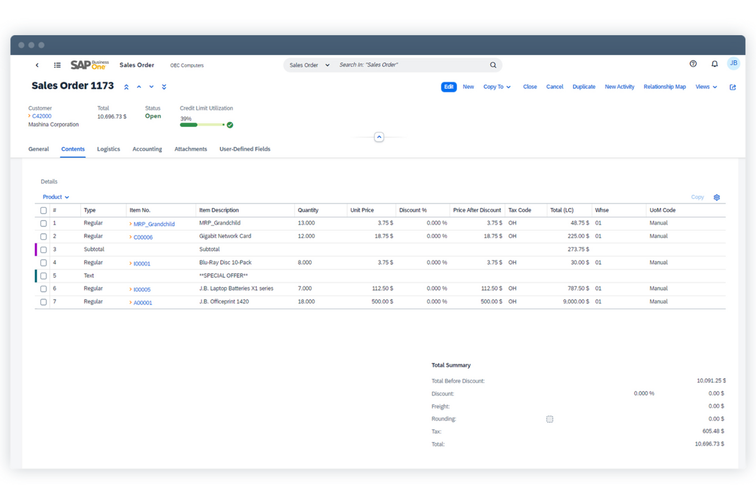SAP Business One screenshot - 10 meilleurs logiciels de comptabilité en ligne évalués en 2026