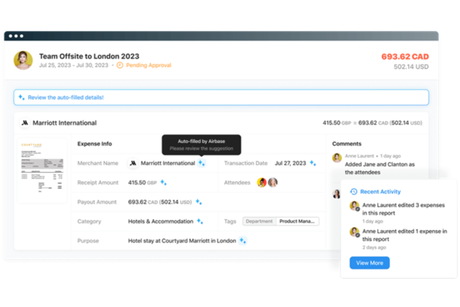 Airbase screenshot - 7 Meilleurs Logiciels de Gestion des Dépenses pour Petites Entreprises en 2026