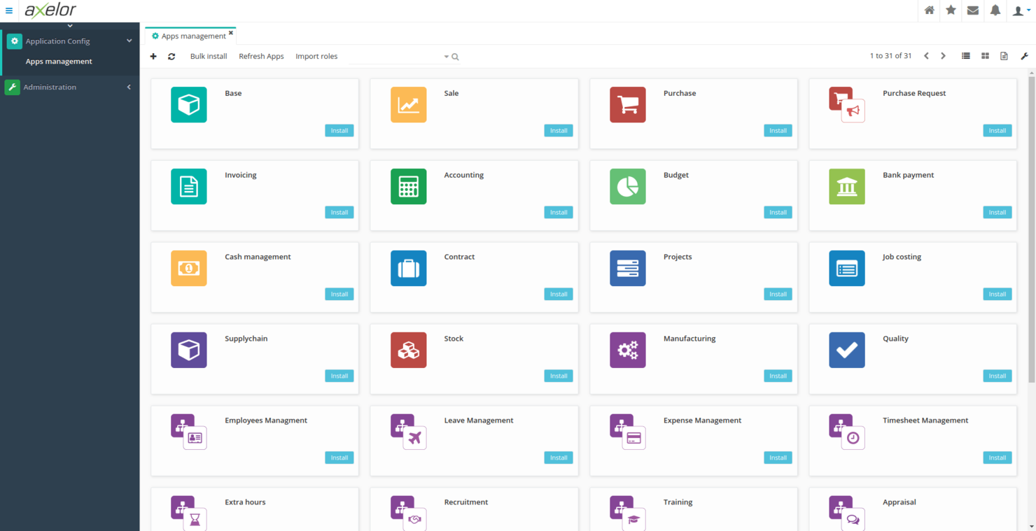 Axelor screenshot - 12 Meilleurs ERP Open Source Passés en Revue en 2026